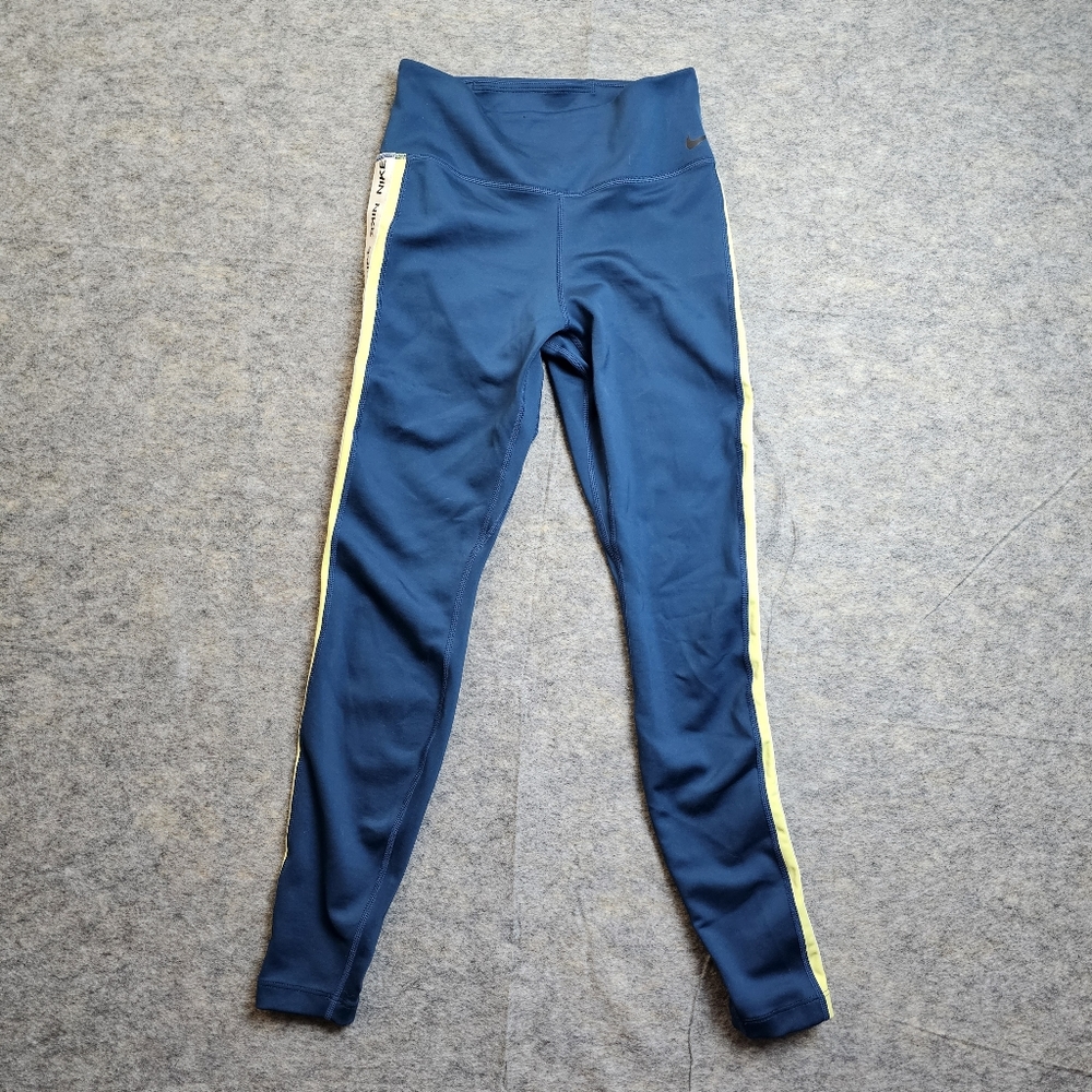 Nike Teal One Novelty Pants Tights Leggings Women Size XS Side Strip Logo